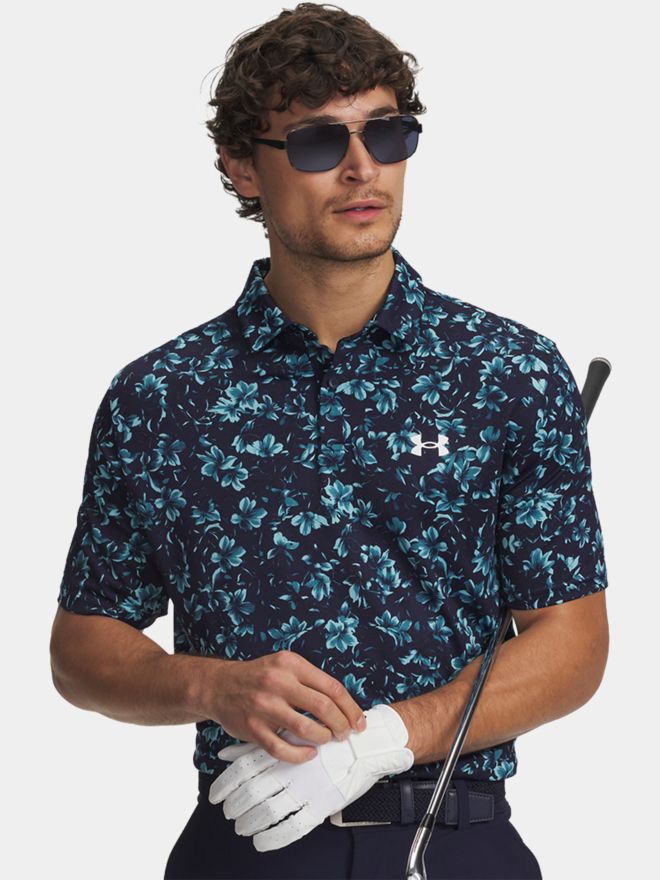 Under Armour Matchplay Printed Floral Hazard Halbarm Polo navy