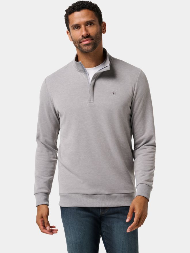 TravisMathew CLOUD QUARTER ZIP 2. strečová střední vrstva světle šedá