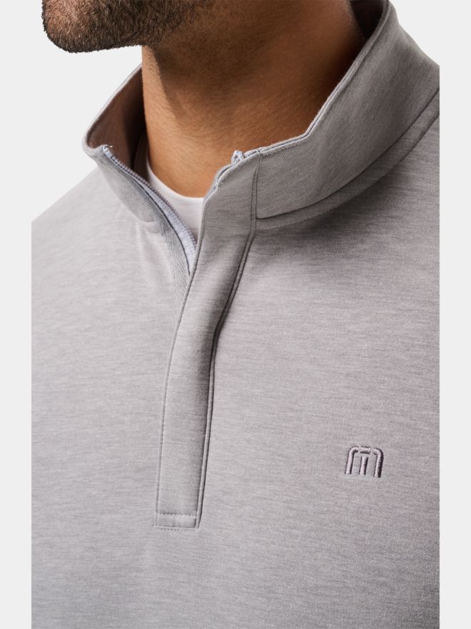 TravisMathew CLOUD QUARTER ZIP 2. strečová střední vrstva světle šedá