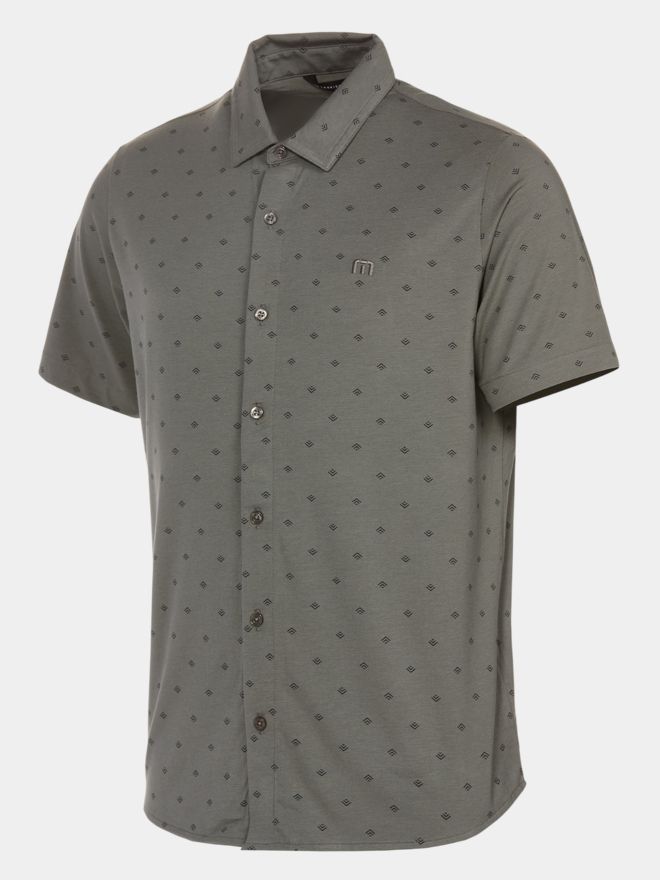 TravisMathew COMFORTKNIT GEO Halbarm Hemd oliv