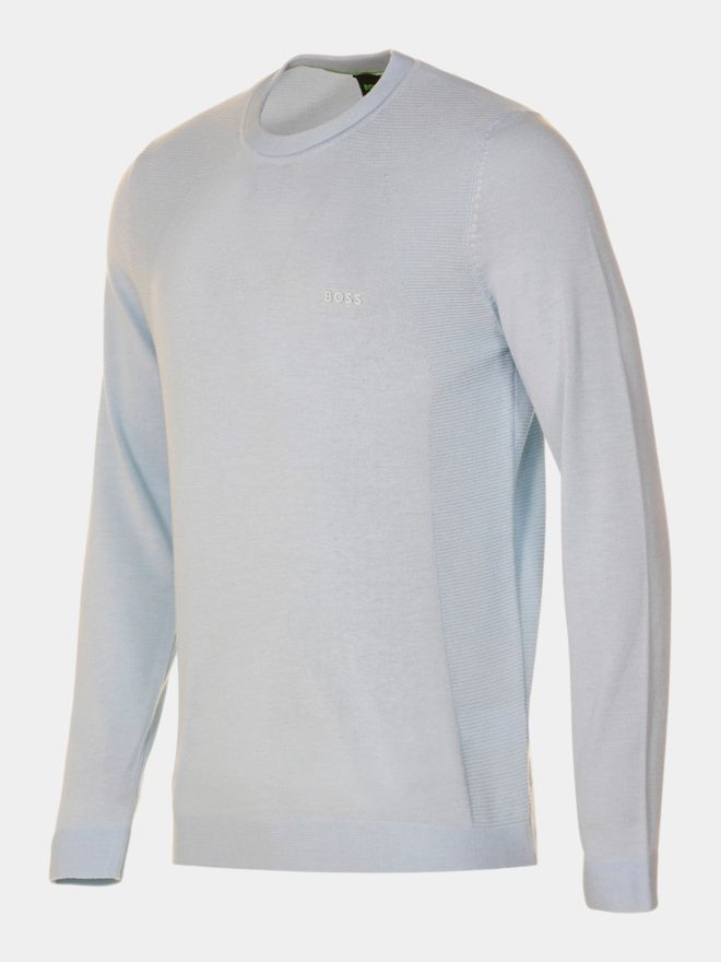 BOSS KN_Momentum-Lite CN pletený svetr světle modrá