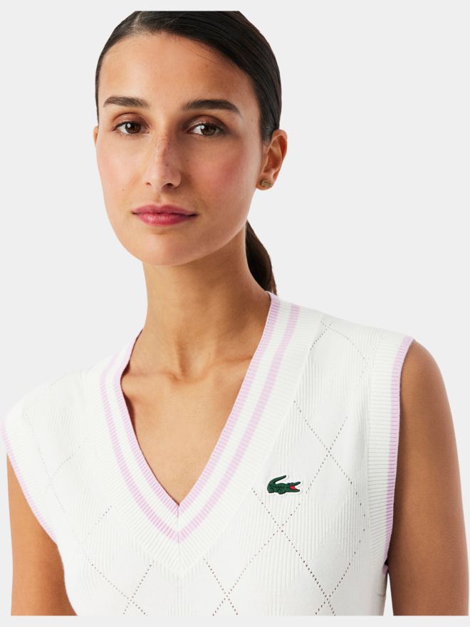 Lacoste SWEATER Pullunder Strick weiß