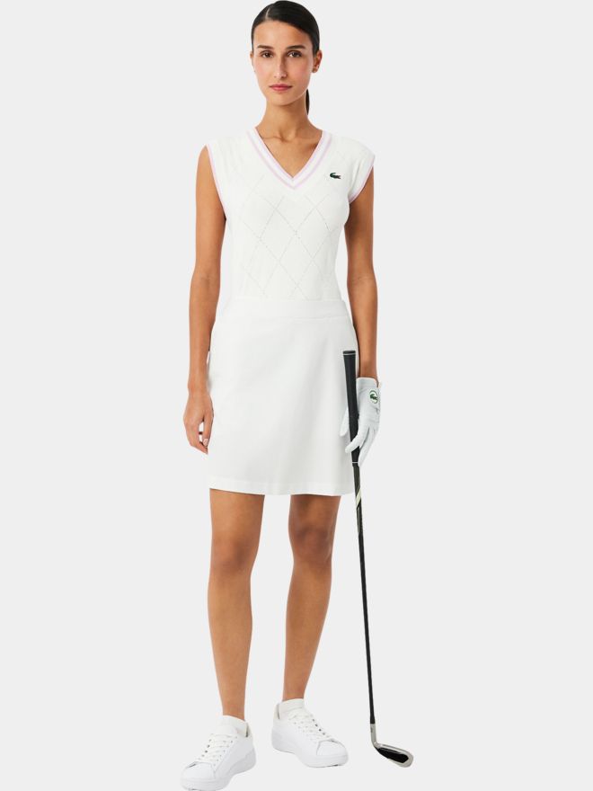 Lacoste SWEATER Pullunder Strick weiß