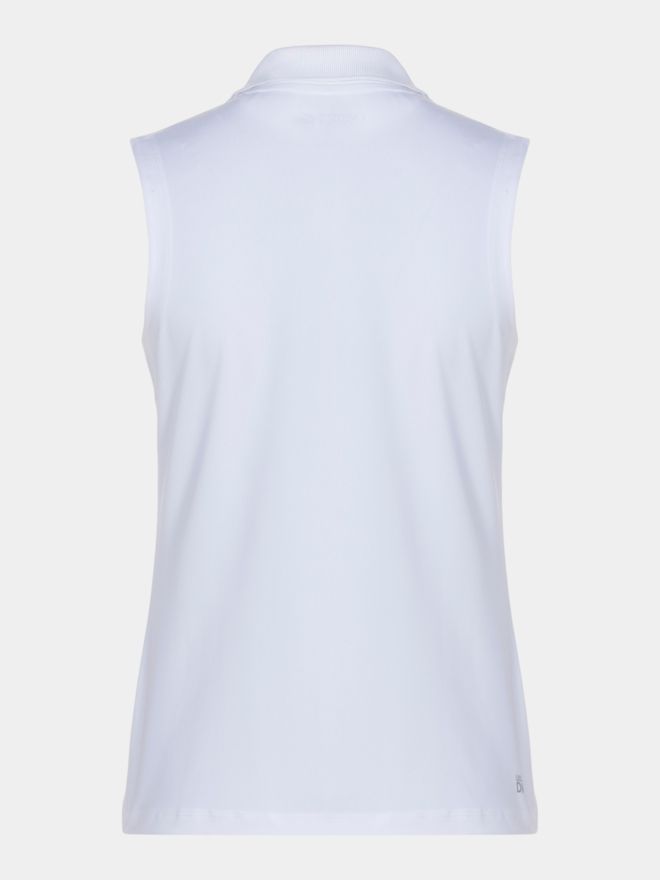 Lacoste KRÁTKÁ RIBBED COLLAR SHIRT bez rukávů Polo bílá