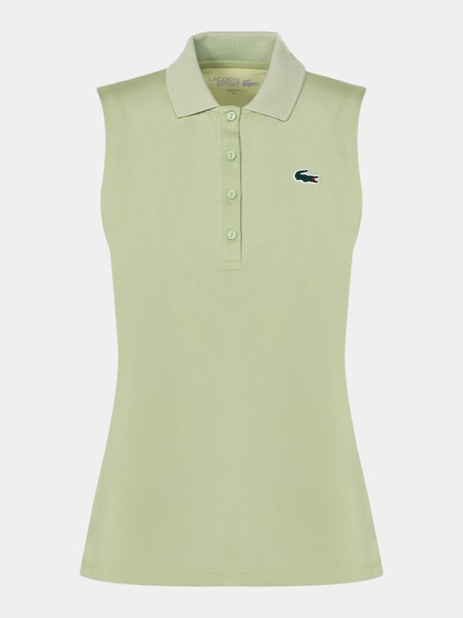 Lacoste KRÁTKÁ RIBBED COLLAR SHIRT bez rukávů Polo světle zelená