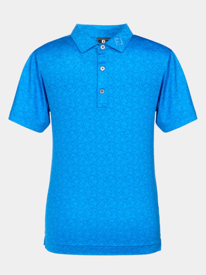 FootJoy Painted Floral Lisle Halbarm Polo blau
