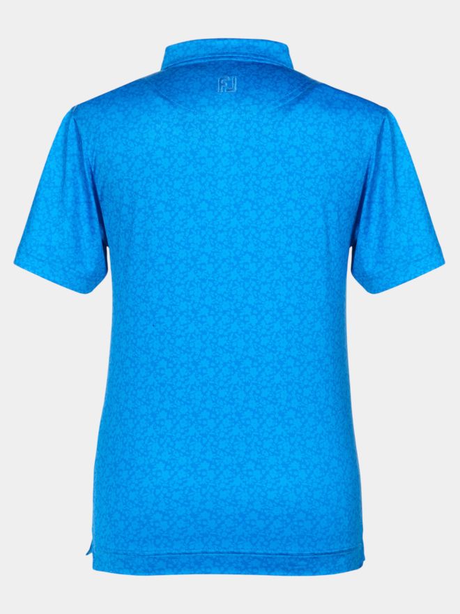 FootJoy Painted Floral Lisle Halbarm Polo blau