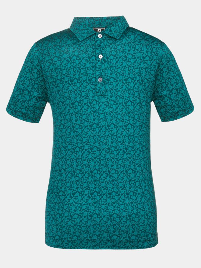 FootJoy Painted Floral Lisle Halbarm Polo grün