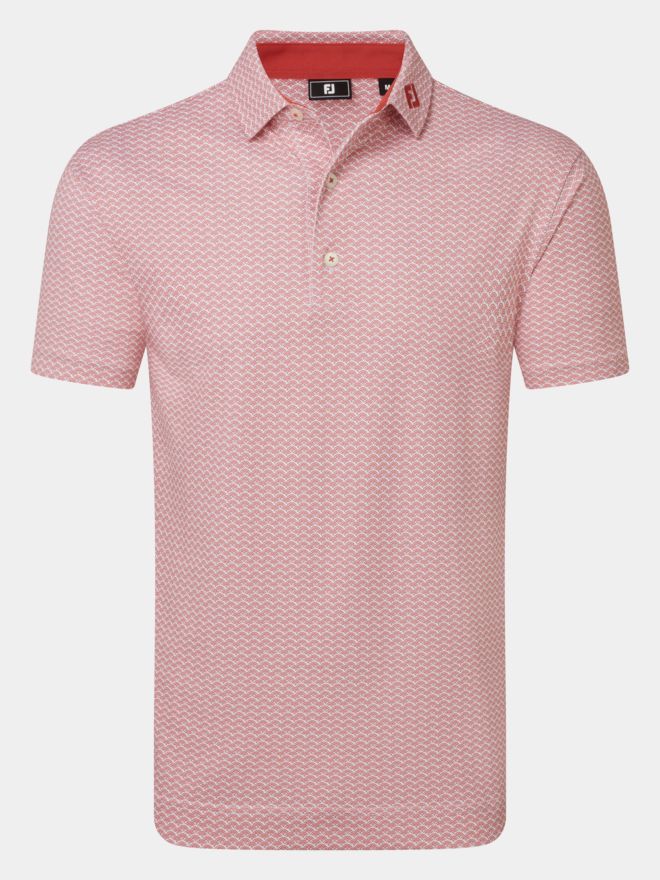 FootJoy Scallop Geo Pique half-sleeve polo red
