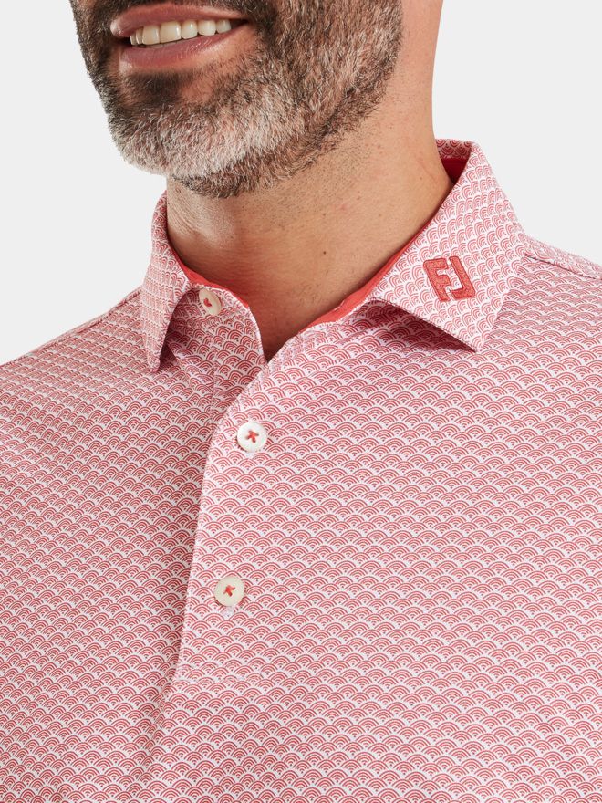 FootJoy Scallop Geo Pique half-sleeve polo red
