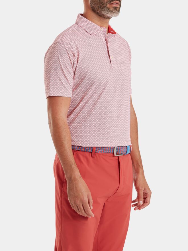 FootJoy Scallop Geo Pique half-sleeve polo red