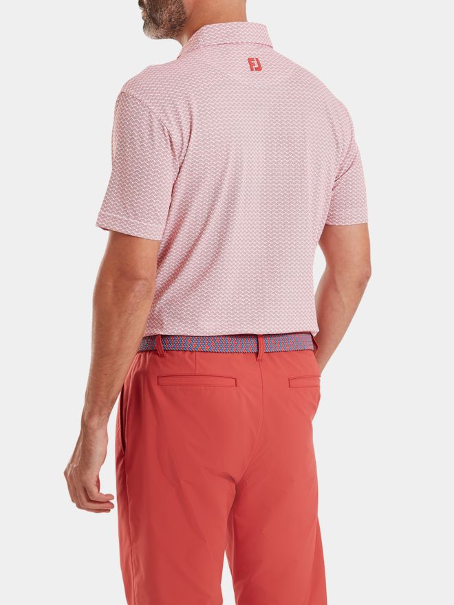 FootJoy Scallop Geo Pique half-sleeve polo red