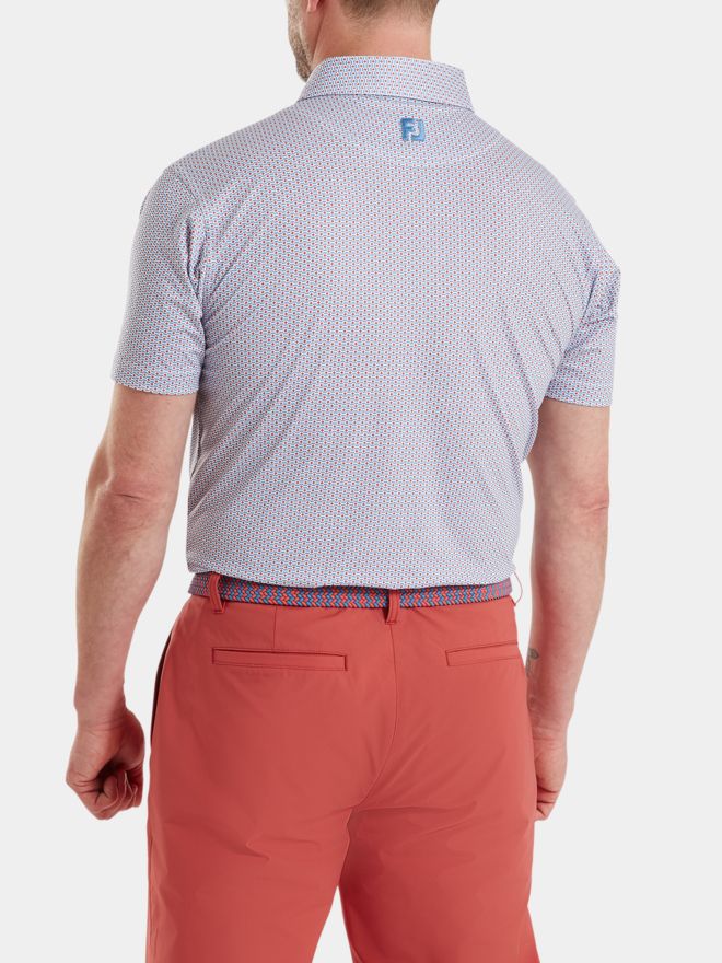 FootJoy Nautical Flag Print Lisle Half Sleeve Polo red