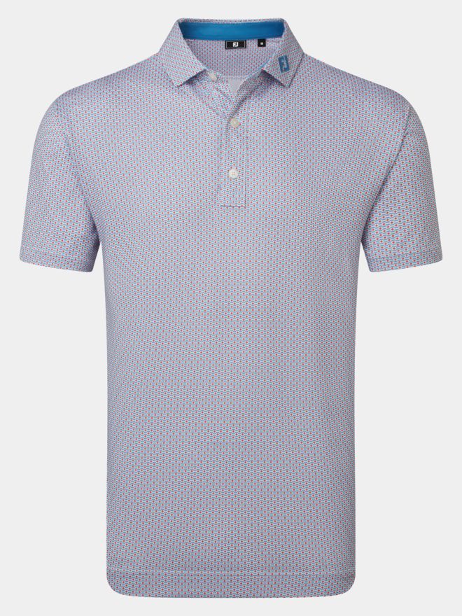 FootJoy Nautical Flag Print Lisle Half Sleeve Polo red