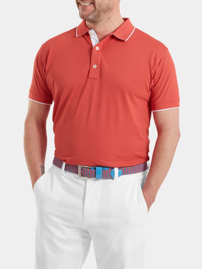 FootJoy Wordmark Pique Half-Sleeve Polo red