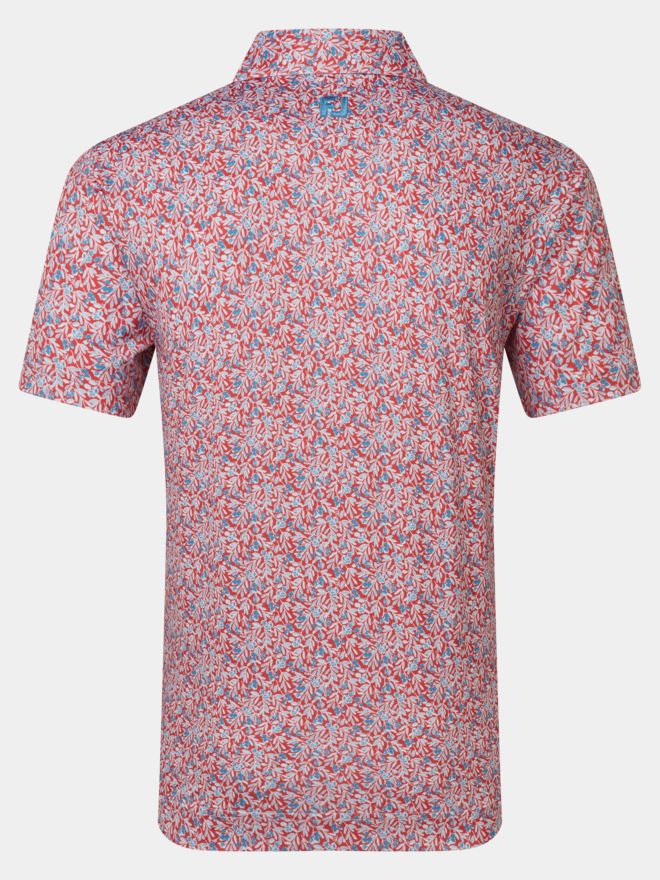 FootJoy Meadow Print Lisle Halbarm Polo rot
