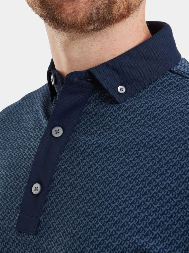 FootJoy Star Geo Jacquard Halbarm Polo navy