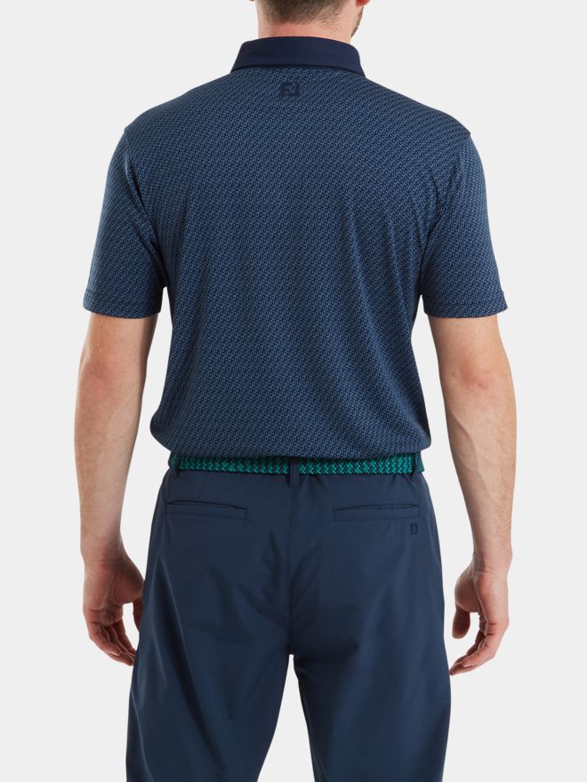 FootJoy Star Geo Jacquard Halbarm Polo navy