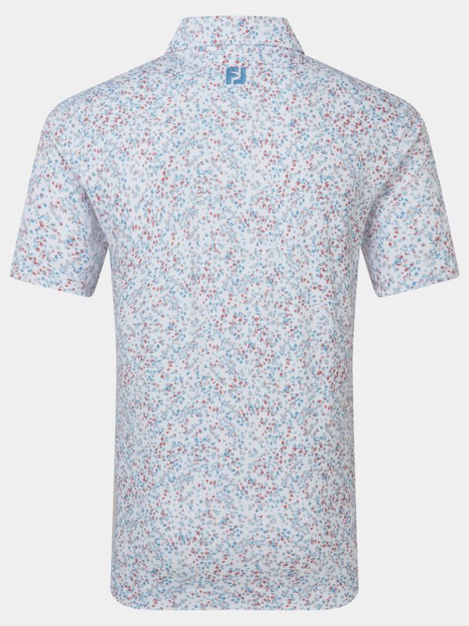 FootJoy Watercolor Floral Print Pique Half-Sleeve Polo white