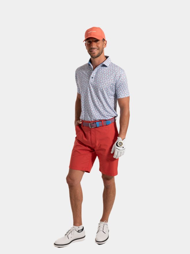 FootJoy Watercolor Floral Print Pique Half-Sleeve Polo white