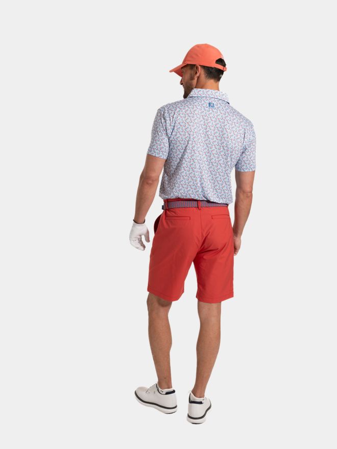 FootJoy Watercolor Floral Print Pique Half-Sleeve Polo white