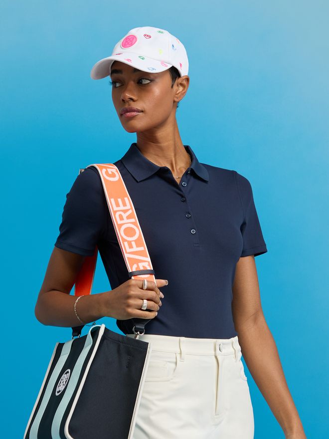 G/Fore Ribbed Tech Halbarm Polo navy