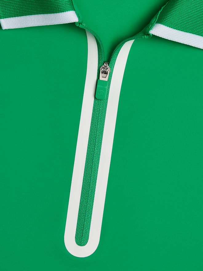 G/Fore Silky Tech Zip Langarm Polo grün