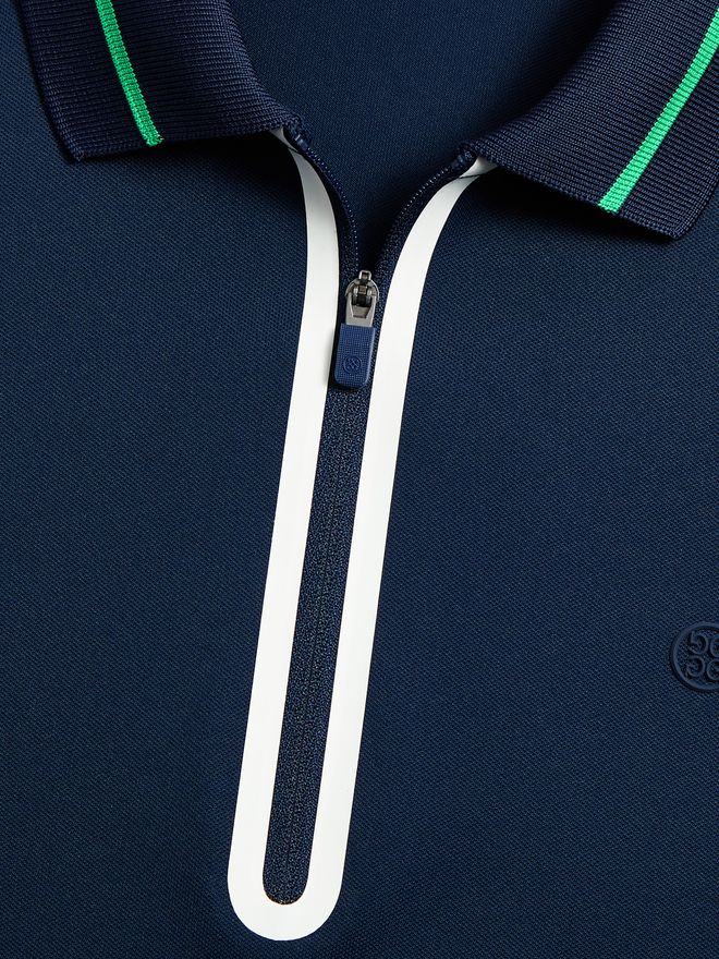 G/Fore Tech Pique Contrast Panel Qrt Zip Halbarm Polo navy