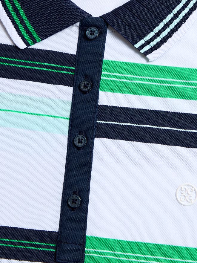 G/Fore Engineered Stripe Tech Pique Halbarm Polo weiß