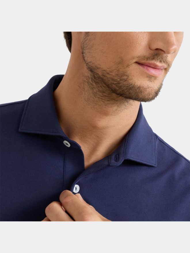 Peter Millar ALBATROSS COTTON-BLEND PIQUE Halbarm Polo navy