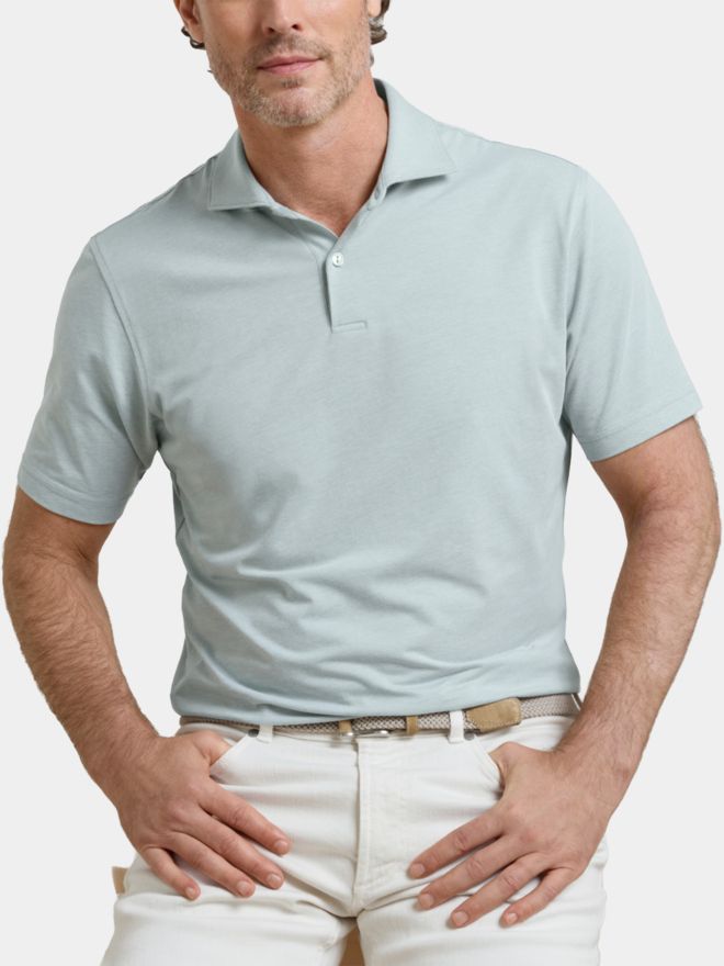 Peter Millar ALBATROSS COTTON-BLEND PIQUE Halbarm Polo hellgrün