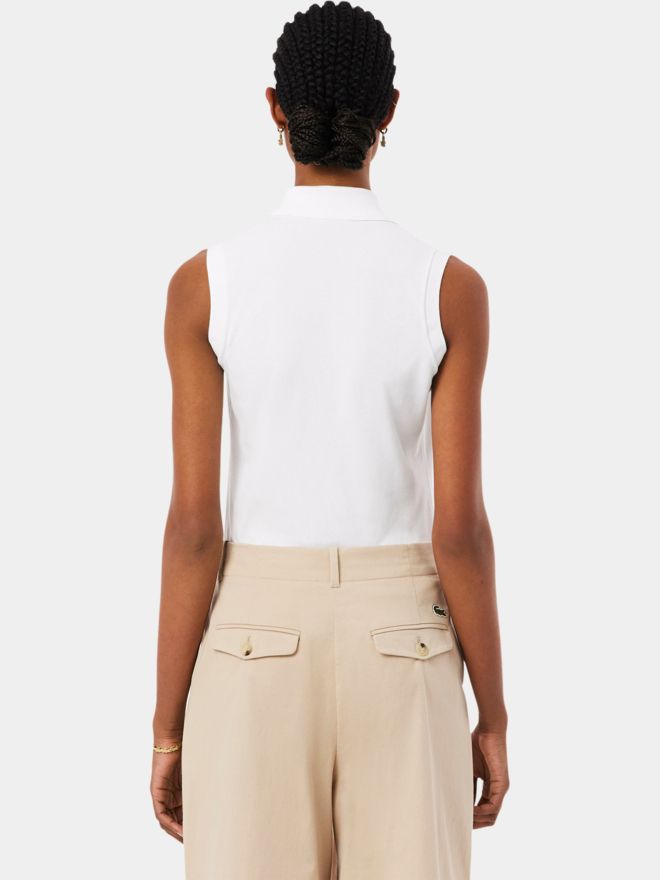 Lacoste SHORT SLEEVED RIBBED COLLAR SHIRT ohne Arm Polo weiß