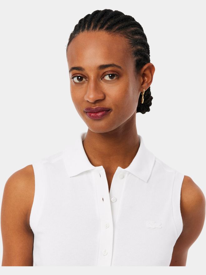 Lacoste SHORT SLEEVED RIBBED COLLAR SHIRT ohne Arm Polo weiß