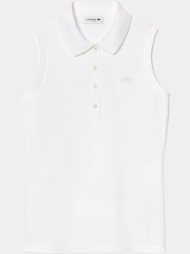 Lacoste SHORT SLEEVED RIBBED COLLAR SHIRT ohne Arm Polo weiß