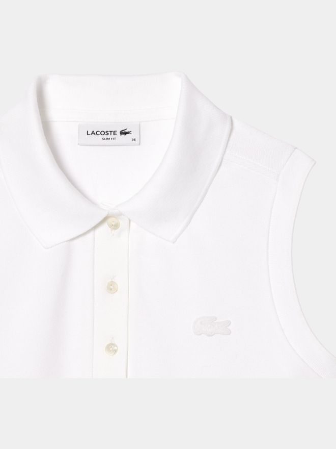 Lacoste SHORT SLEEVED RIBBED COLLAR SHIRT ohne Arm Polo weiß