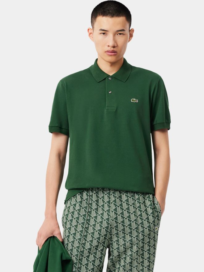 Lacoste SHORT SLEEVED RIBBED COLLAR SHIRT Half-sleeved polo dark green