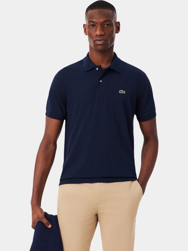 Lacoste SHORT SLEEVED RIBBED COLLAR SHIRT Half-sleeved polo navy