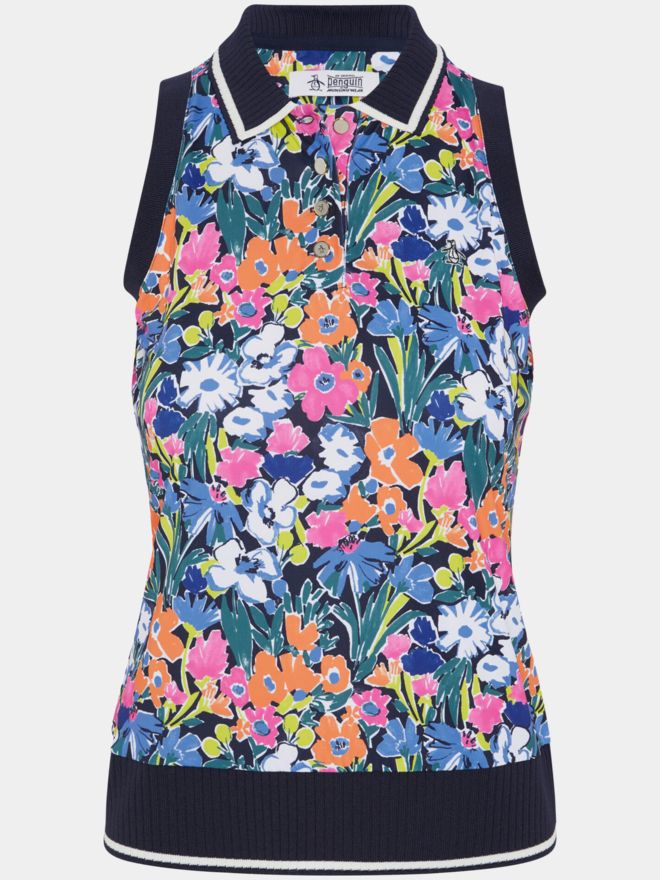 Penguin SLEEVELESS POLO WITH SCALLOP RIB ohne Arm Polo navy