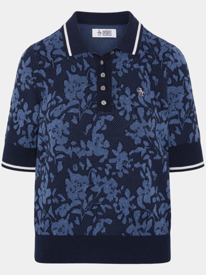 Penguin BOTANICAL JACQUARD Strick Polo navy