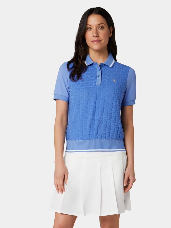 Penguin 3D TERRY POLO Halbarm Polo blau