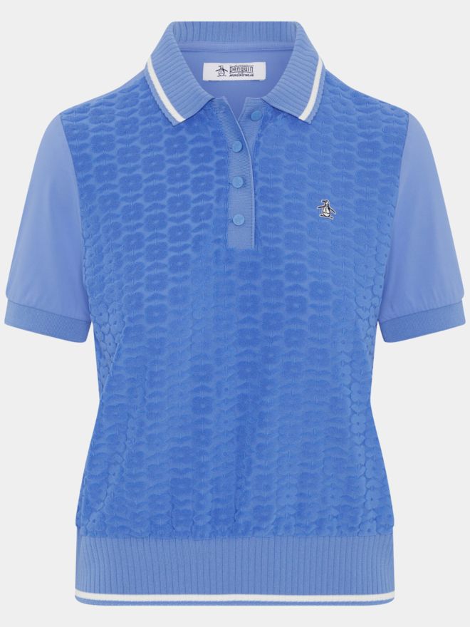 Penguin 3D TERRY POLO Halbarm Polo blau