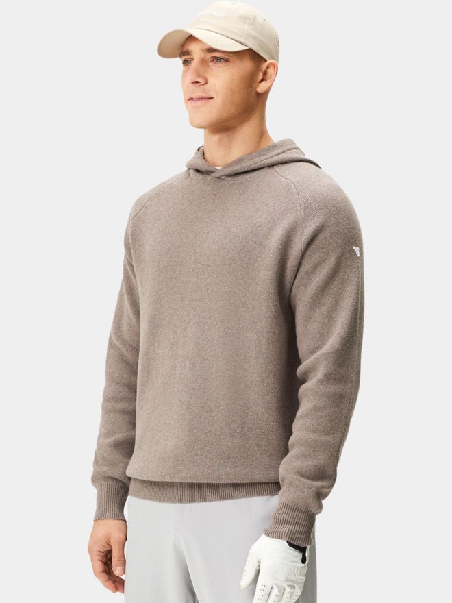 Macade Golf Brown Tech Knit Hoodie Pullover Strick braun