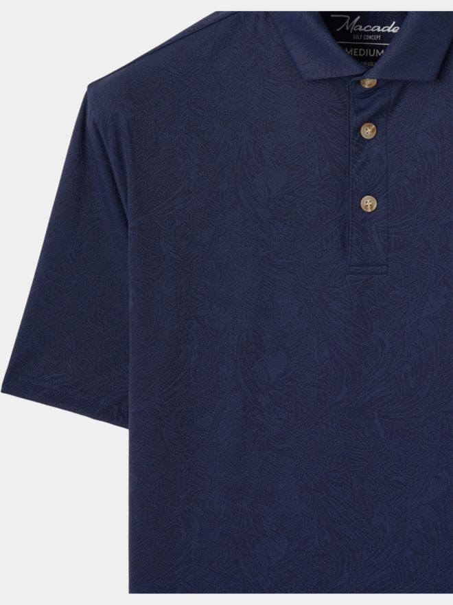 Macade Golf Navy Paisley Core Polo Shirt Halbarm Polo navy