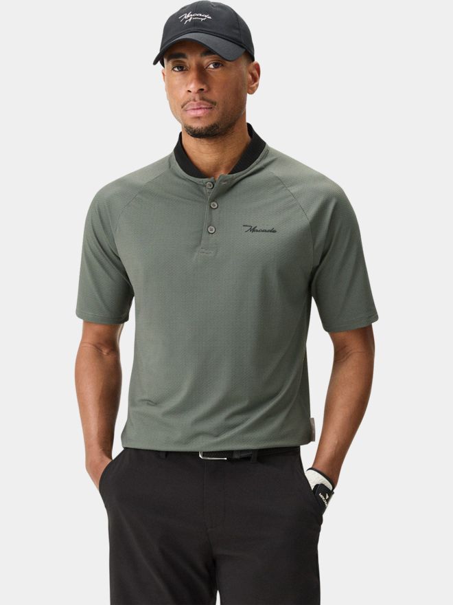 Macade Golf Crew Green TR Bomber Shirt Halbarm Polo grün