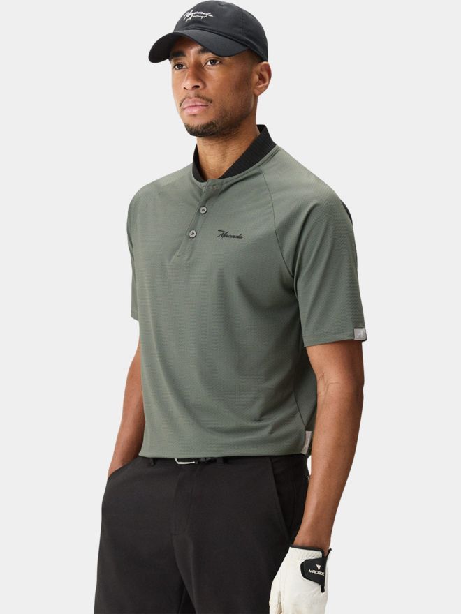 Macade Golf Crew Green TR Bomber Shirt Halbarm Polo grün