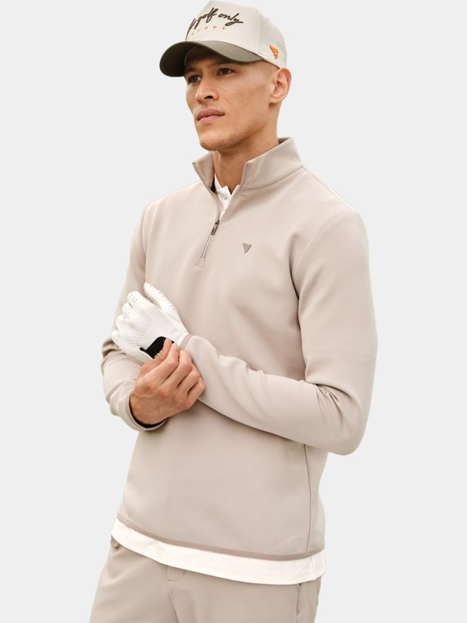 Macade Golf Taupe Therma Quarter Zip Stretch Midlayer taupe