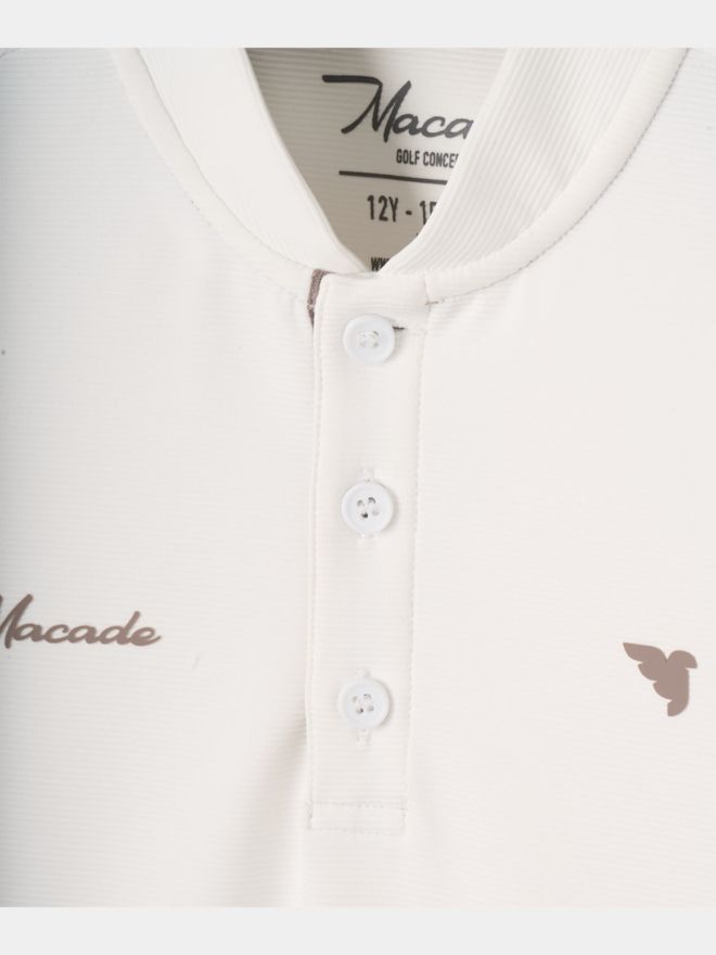 Macade Golf Junior Heath White Bomber Shirt Halbarm Polo weiß