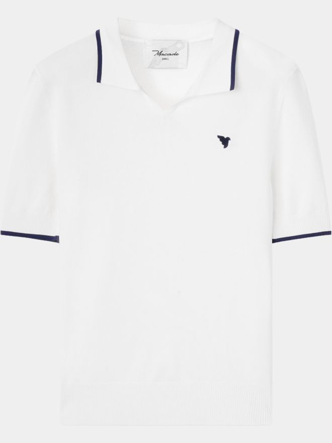 Macade Golf Vera White cropped polo half sleeve polo white