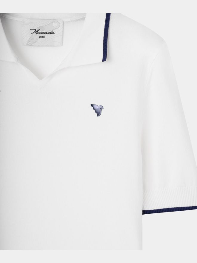 Macade Golf Vera White cropped polo half sleeve polo white