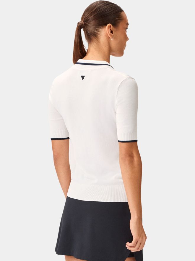 Macade Golf Vera White cropped polo half sleeve polo white